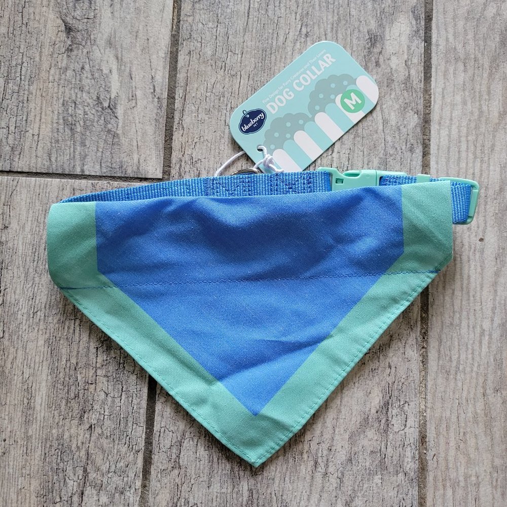Blueberry Pet Collar with Bandana for Medium Dog